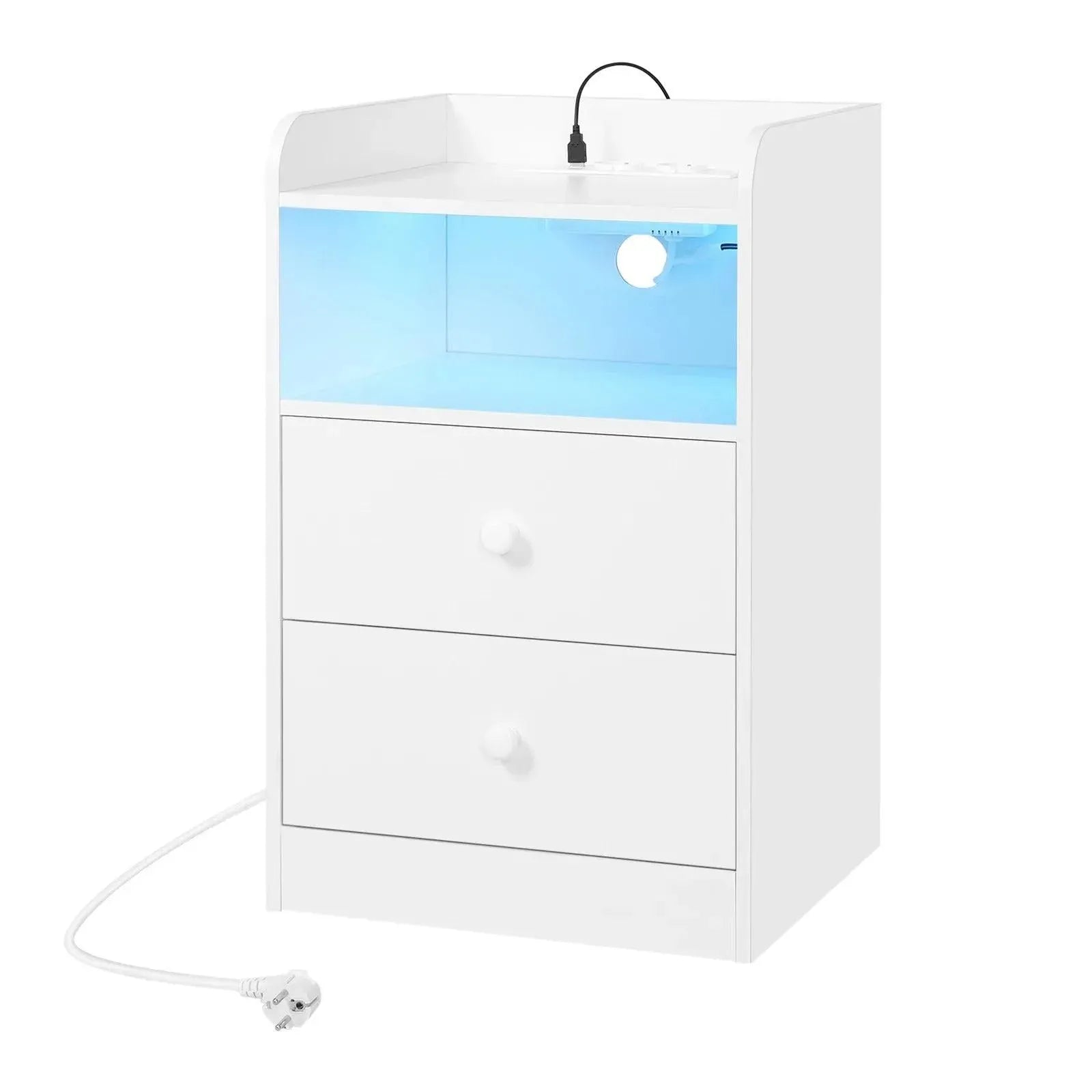 Feronza™ Nachtkastje met Oplaadstation en LED Licht - Feronza